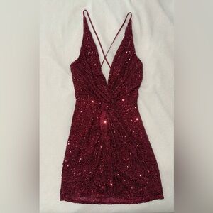 Elegant Burgundy Sequin Dress